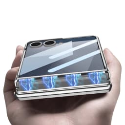 Samsung Galaxy Z Flip 7 - GKK Magnetic Hinge Tempered Glass Silver - 4