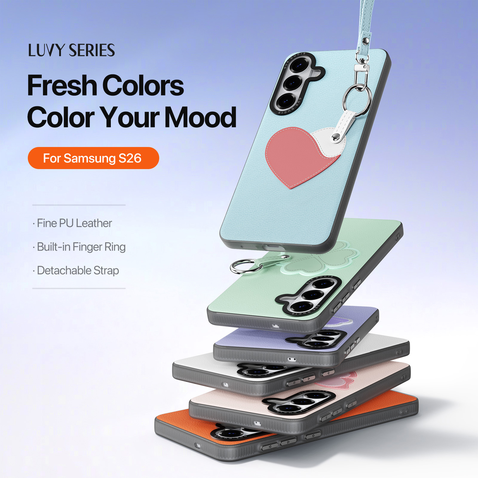 Samsung Galaxy S26 - DUX DUCIS Luvy Series Blue Heart — estuche (foto 19 de 24)