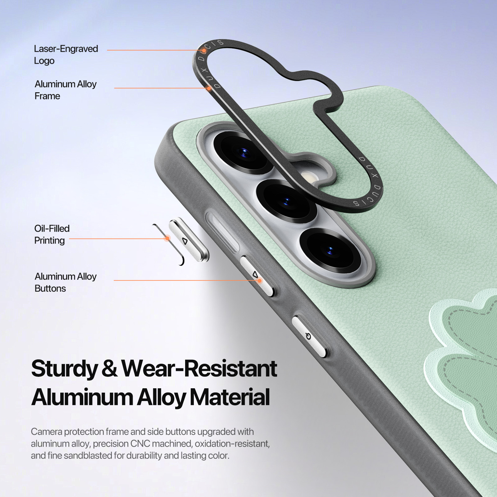 Samsung Galaxy S26 - DUX DUCIS Luvy Series Green Clover — estuche (foto 23 de 24)