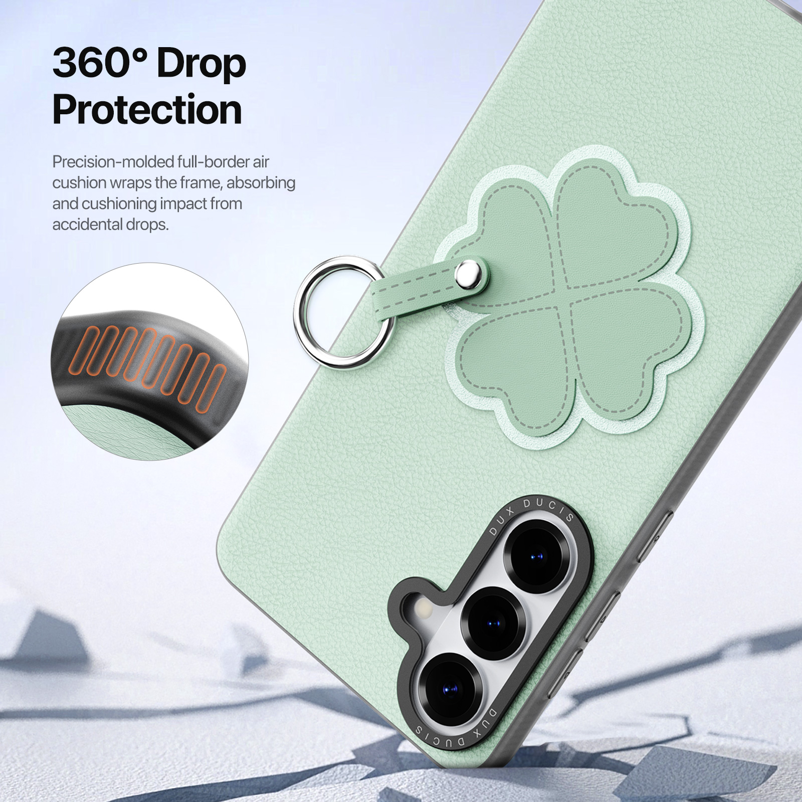 Samsung Galaxy S26 Plus - DUX DUCIS Luvy Series Green Clover — estuche (foto 24 de 24)