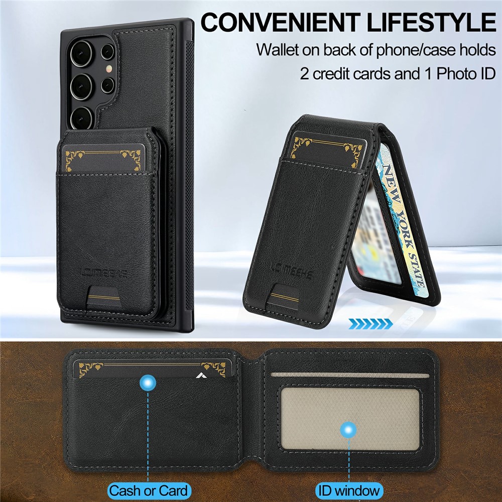 Samsung Galaxy S26 Ultra - LC.IMEEKE Case Leather With Wallet Black — estuche (foto 10 de 14)