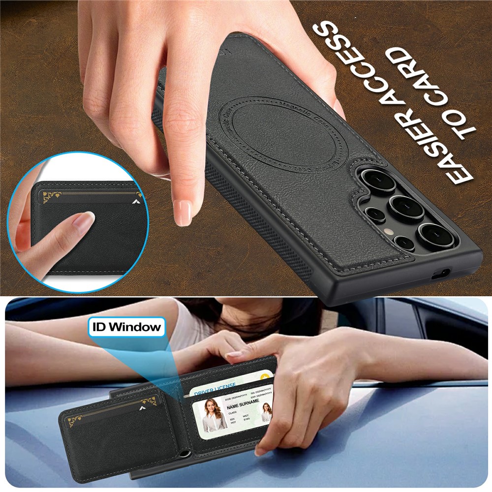 Samsung Galaxy S26 Ultra - LC.IMEEKE Case Leather With Wallet Black — estuche (foto 11 de 14)