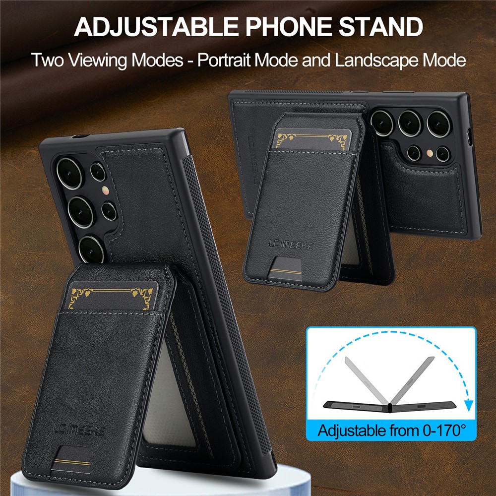Samsung Galaxy S26 Ultra - LC.IMEEKE Case Leather With Wallet Black — estuche (foto 13 de 14)