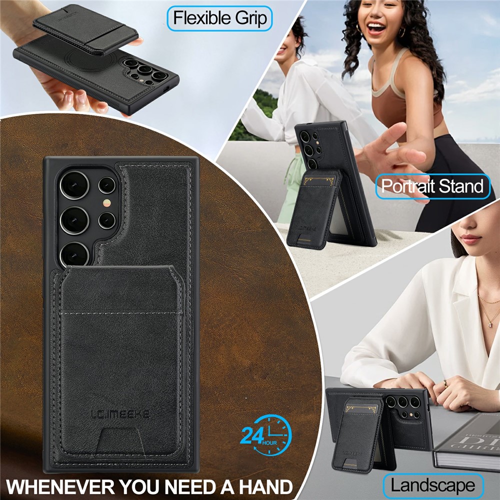 Samsung Galaxy S26 Ultra - LC.IMEEKE Case Leather With Wallet Black — estuche (foto 14 de 14)