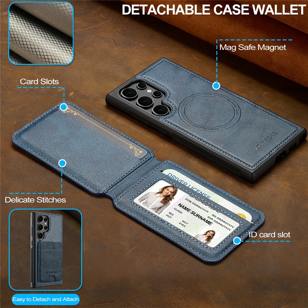 Samsung Galaxy S26 Ultra - LC.IMEEKE Case Leather With Wallet Blue — estuche (foto 4 de 14)