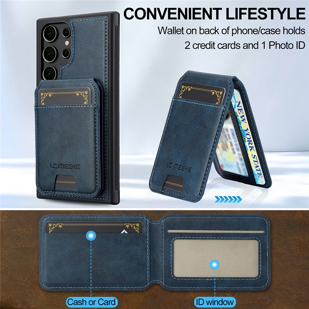 Samsung Galaxy S26 Ultra - LC.IMEEKE Case Leather With Wallet Blue — estuche (foto 10 de 14)