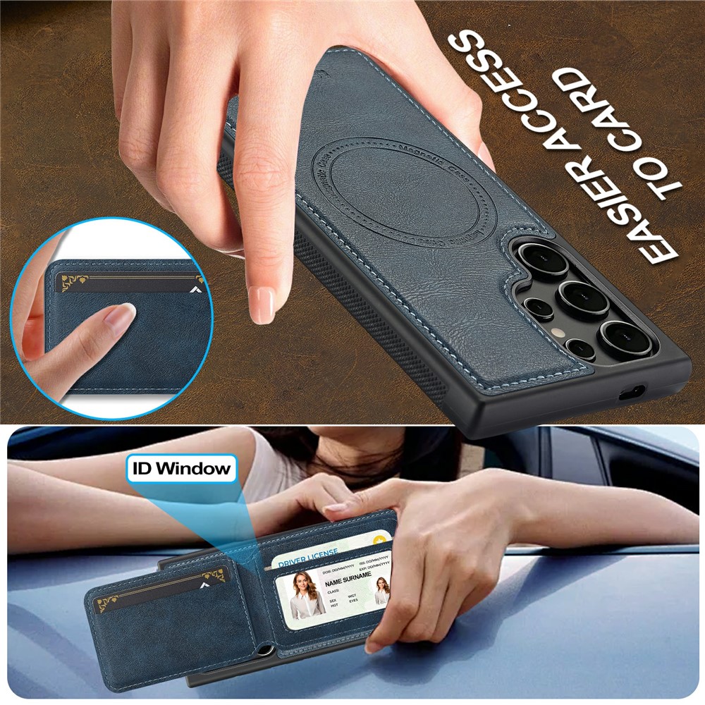 Samsung Galaxy S26 Ultra - LC.IMEEKE Case Leather With Wallet Blue — estuche (foto 11 de 14)