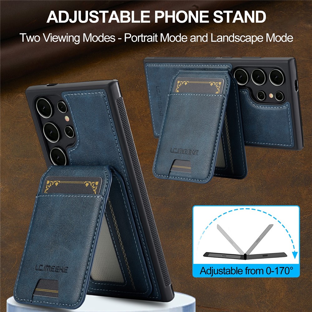Samsung Galaxy S26 Ultra - LC.IMEEKE Case Leather With Wallet Blue — estuche (foto 13 de 14)