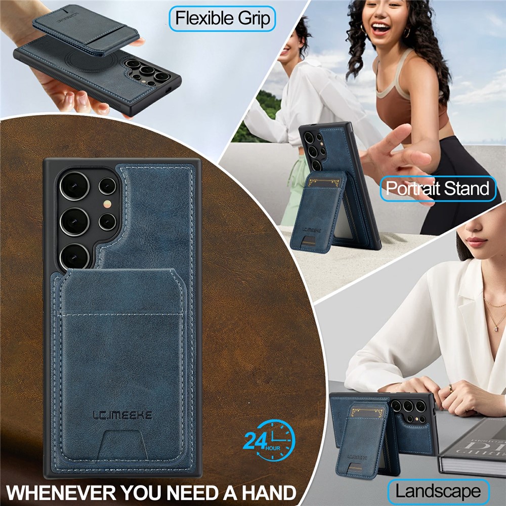 Samsung Galaxy S26 Ultra - LC.IMEEKE Case Leather With Wallet Blue — estuche (foto 14 de 14)