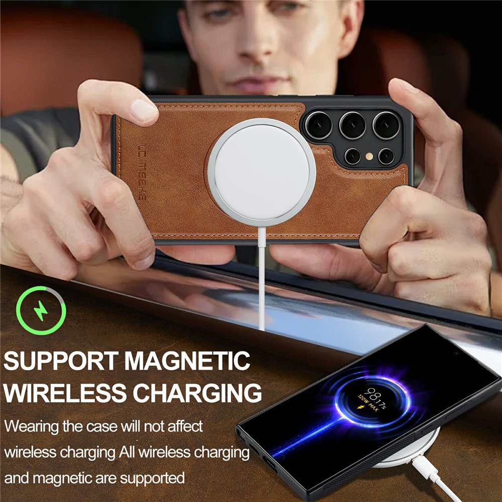 Samsung Galaxy S26 Ultra - LC.IMEEKE Case Leather With Wallet Brown — estuche (foto 3 de 14)