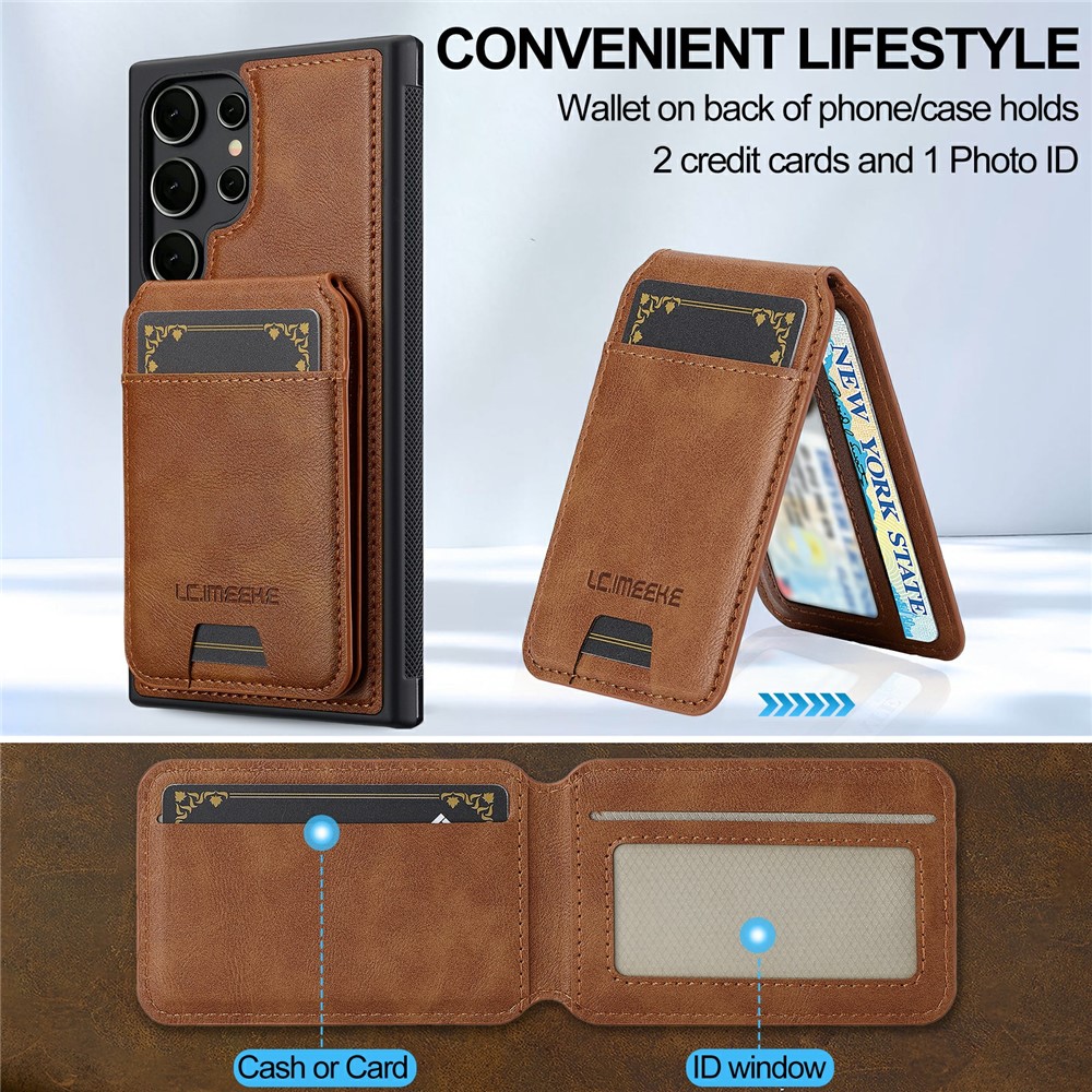 Samsung Galaxy S26 Ultra - LC.IMEEKE Case Leather With Wallet Brown — estuche (foto 10 de 14)
