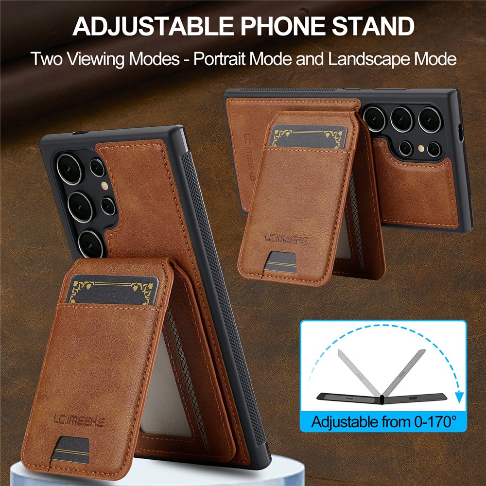 Samsung Galaxy S26 Ultra - LC.IMEEKE Case Leather With Wallet Brown — estuche (foto 13 de 14)