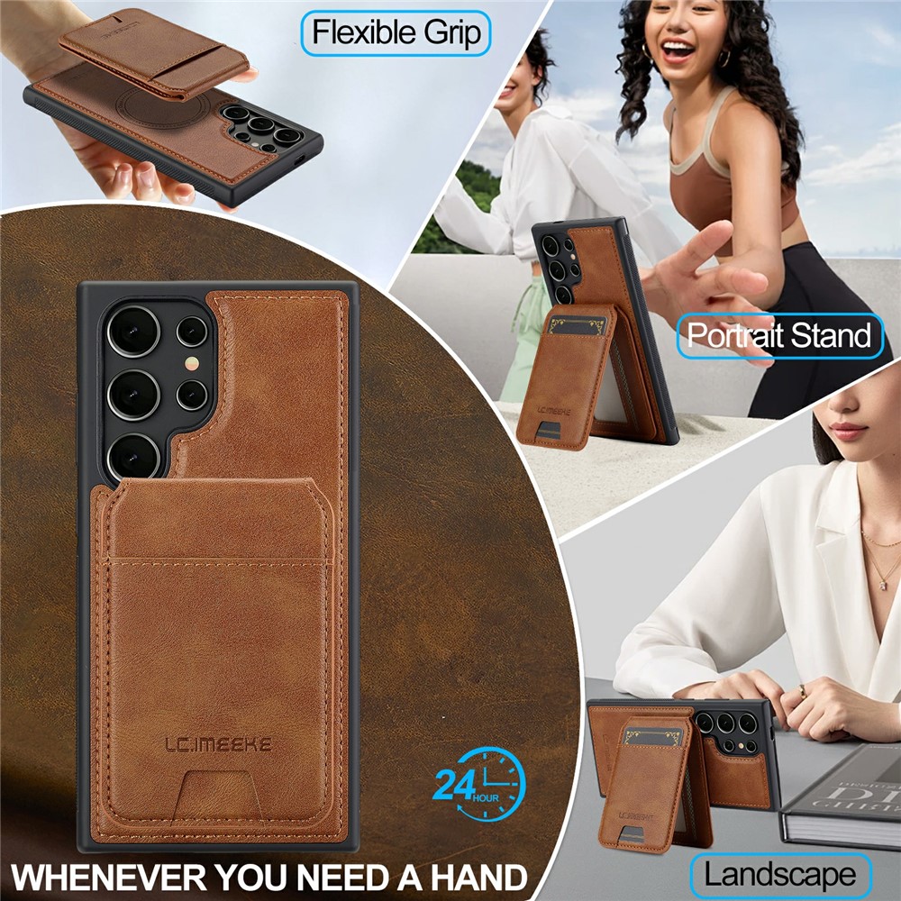 Samsung Galaxy S26 Ultra - LC.IMEEKE Case Leather With Wallet Brown — estuche (foto 14 de 14)