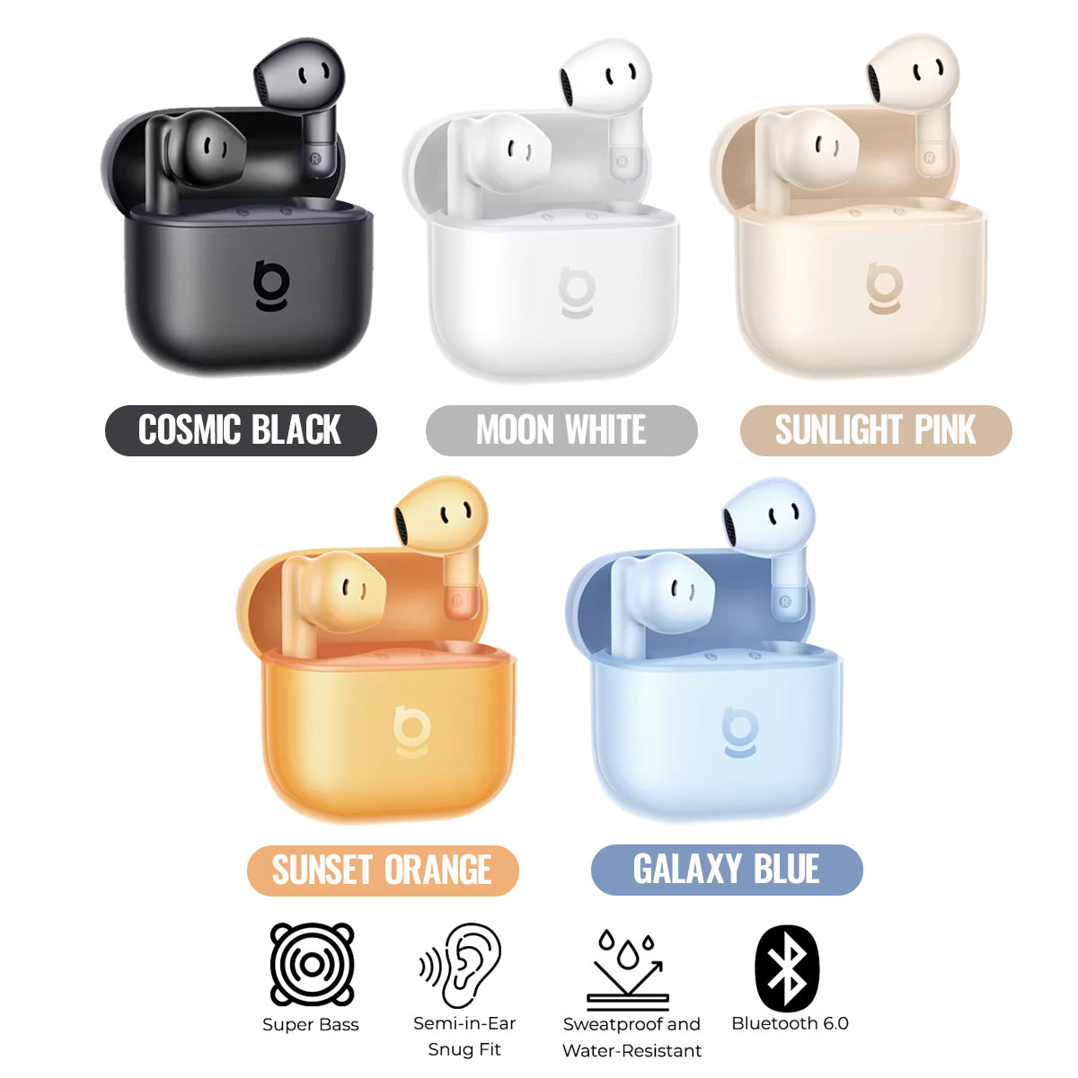 Earphones - BASEUS Bass BS2 Lite True Wireless Sunset Orange — audífonos (foto 3 de 7)