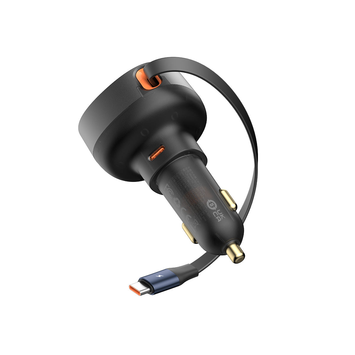 Enjoyment Pro - BASEUS Car Charger Retractable Type-C & Type-C Cable 60W Black — cargador (foto 2 de 5)