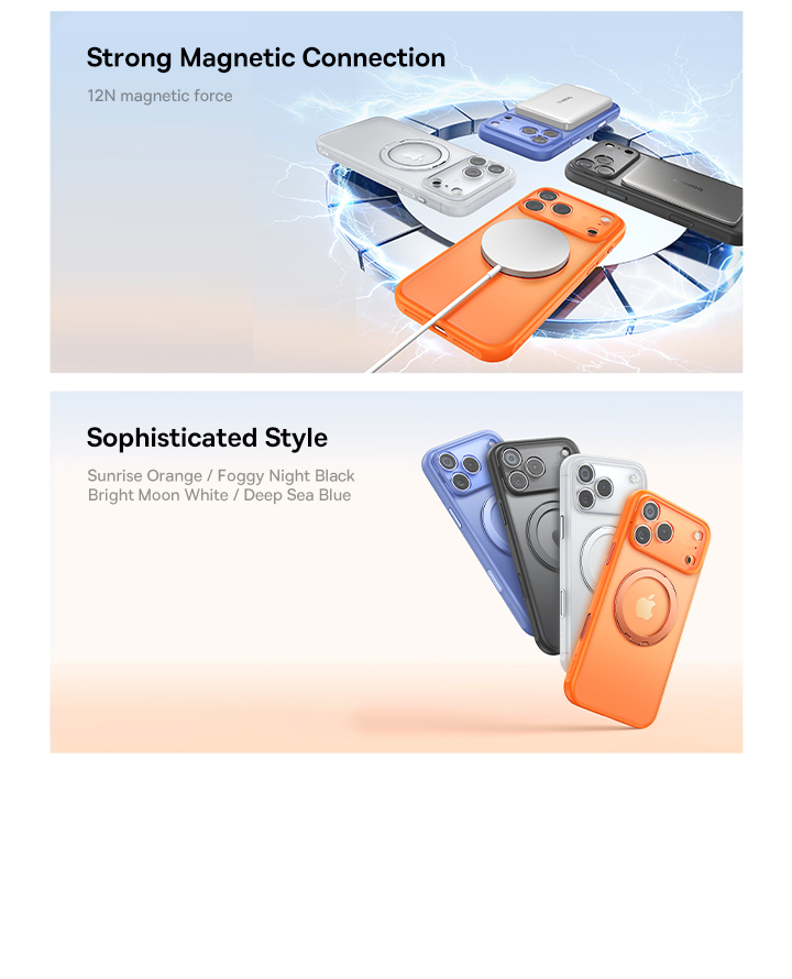 iPhone 17 Pro Max - BASEUS Magnetic Case With 360º Stand Moon White — estuche (foto 3 de 4)