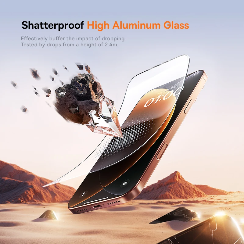 Mica - iPhone 17 Pro - BASEUS Impact HD — vidrio templado protector de pantalla (foto 5 de 5)