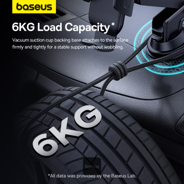Car Mount - BASEUS Ultra Control Go Series Suction Cup Black — soporte (foto 5 de 5)