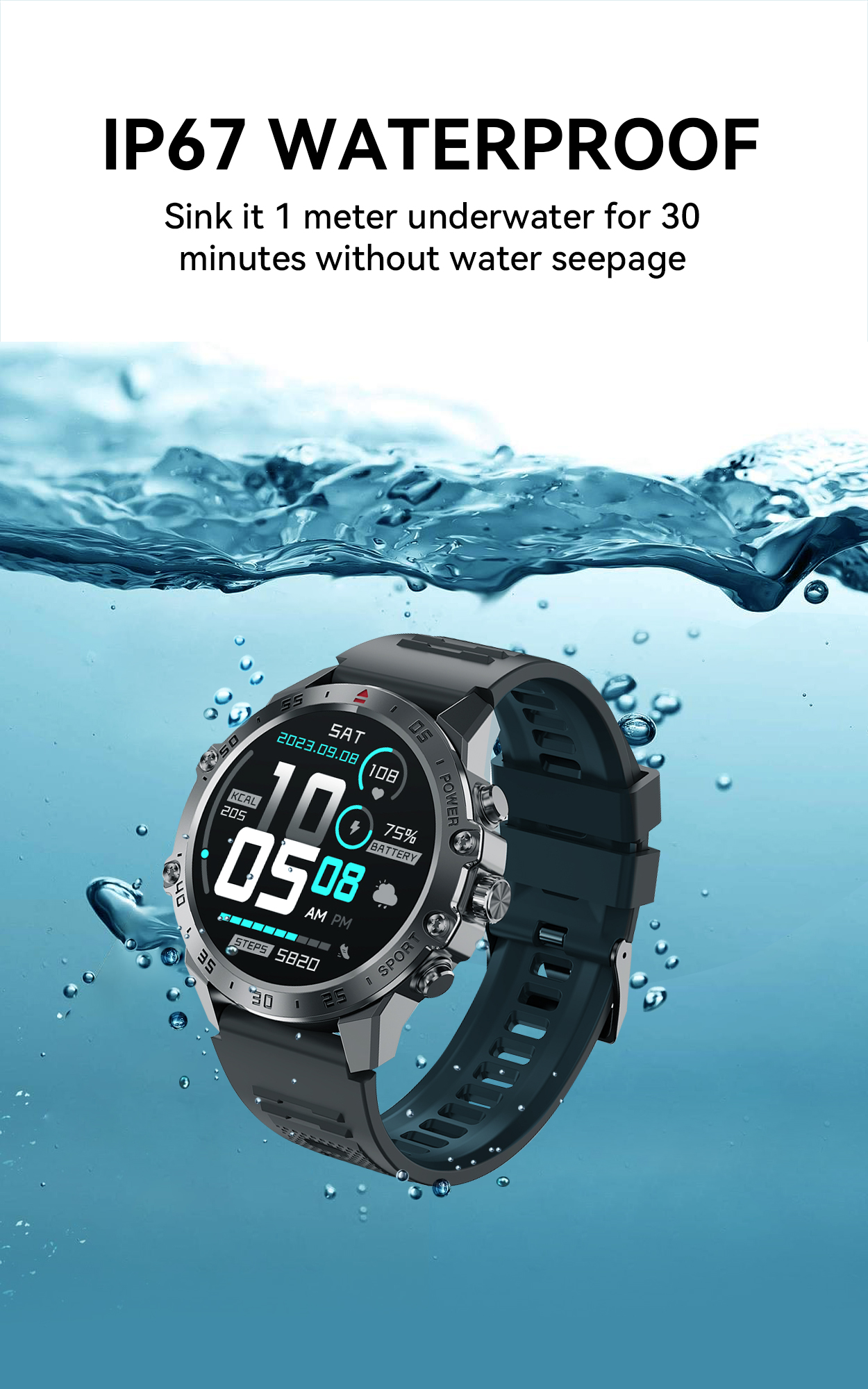 BWOO - Smartwatch WA-08 Silver Band Silver/Black — smartwatch (foto 4 de 13)