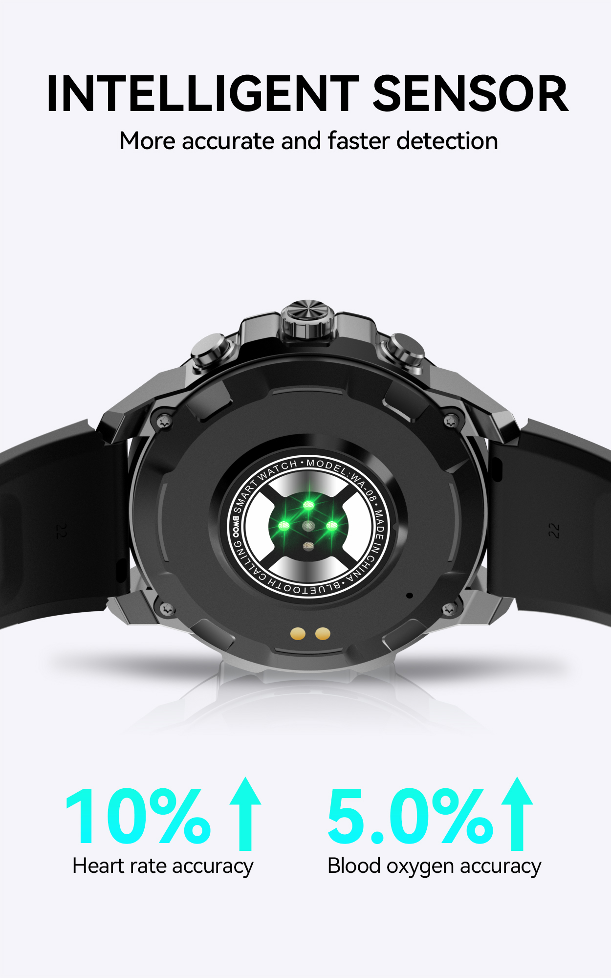 BWOO - Smartwatch WA-08 Silver Band Silver/Black — smartwatch (foto 6 de 13)