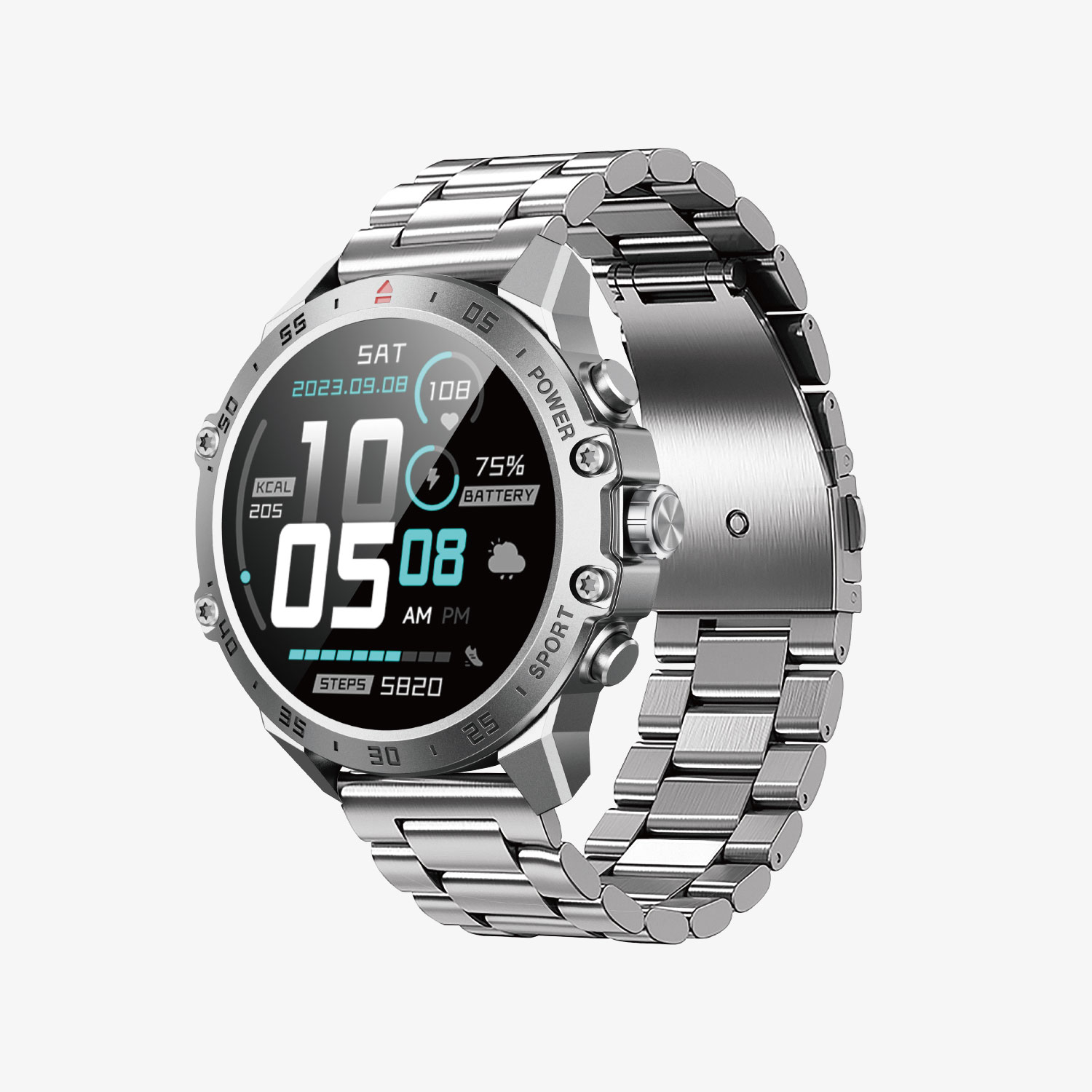 BWOO - Smartwatch WA-08 Silver Band Silver/Black — smartwatch (foto 13 de 13)