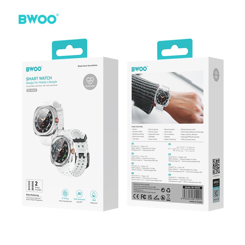 BWOO - Smartwatch WA-09 Silver Band White — smartwatch (foto 2 de 16)