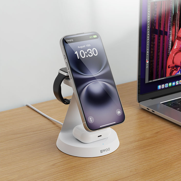 3 in 1 Magnetic Charger - BWOO 15W White — cargador (foto 2 de 9)