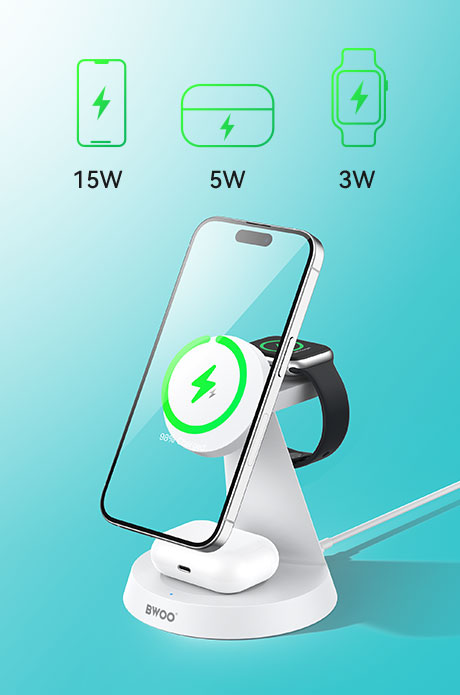 3 in 1 Magnetic Charger - BWOO 15W White — cargador (foto 3 de 9)