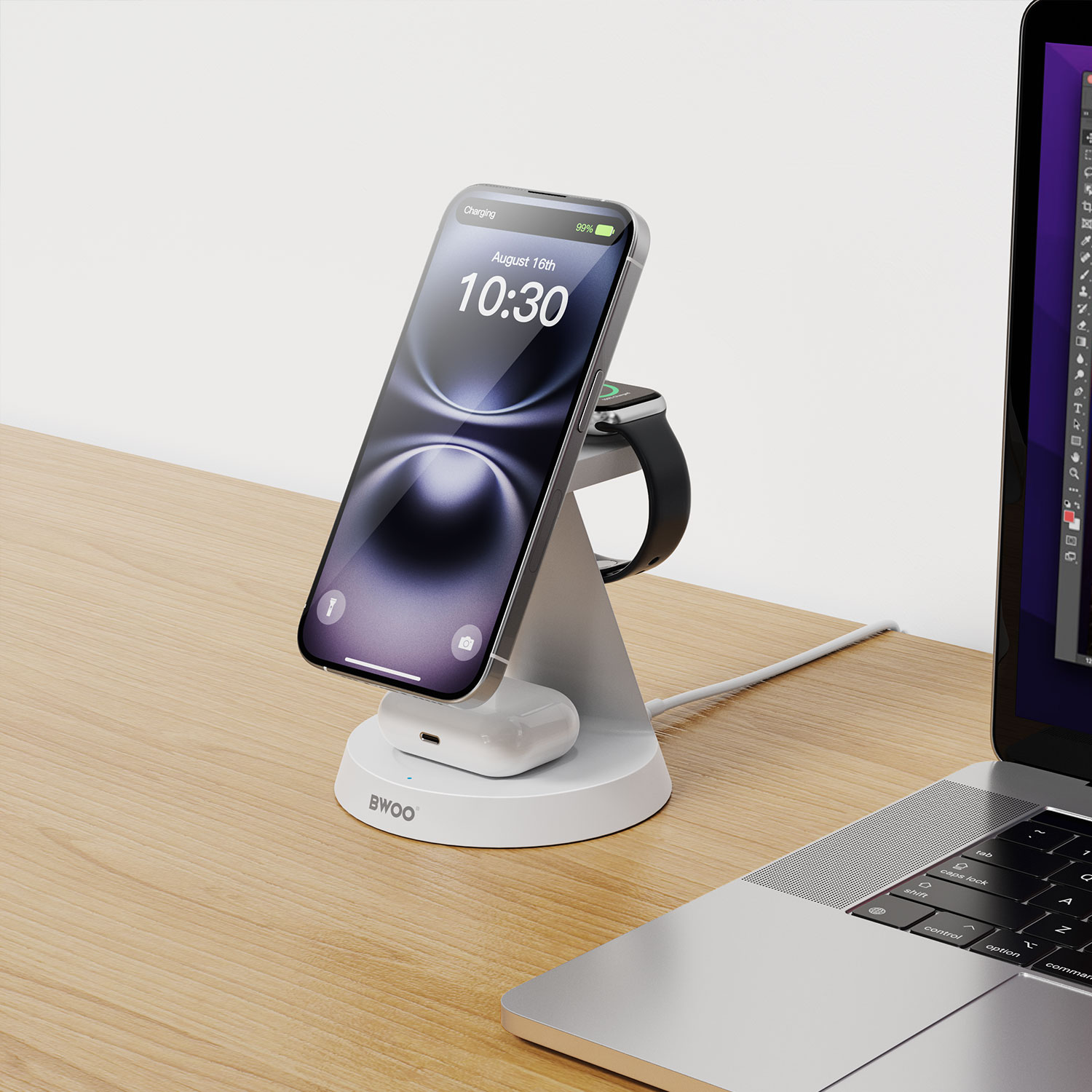 3 in 1 Magnetic Charger - BWOO 15W White — cargador (foto 4 de 9)
