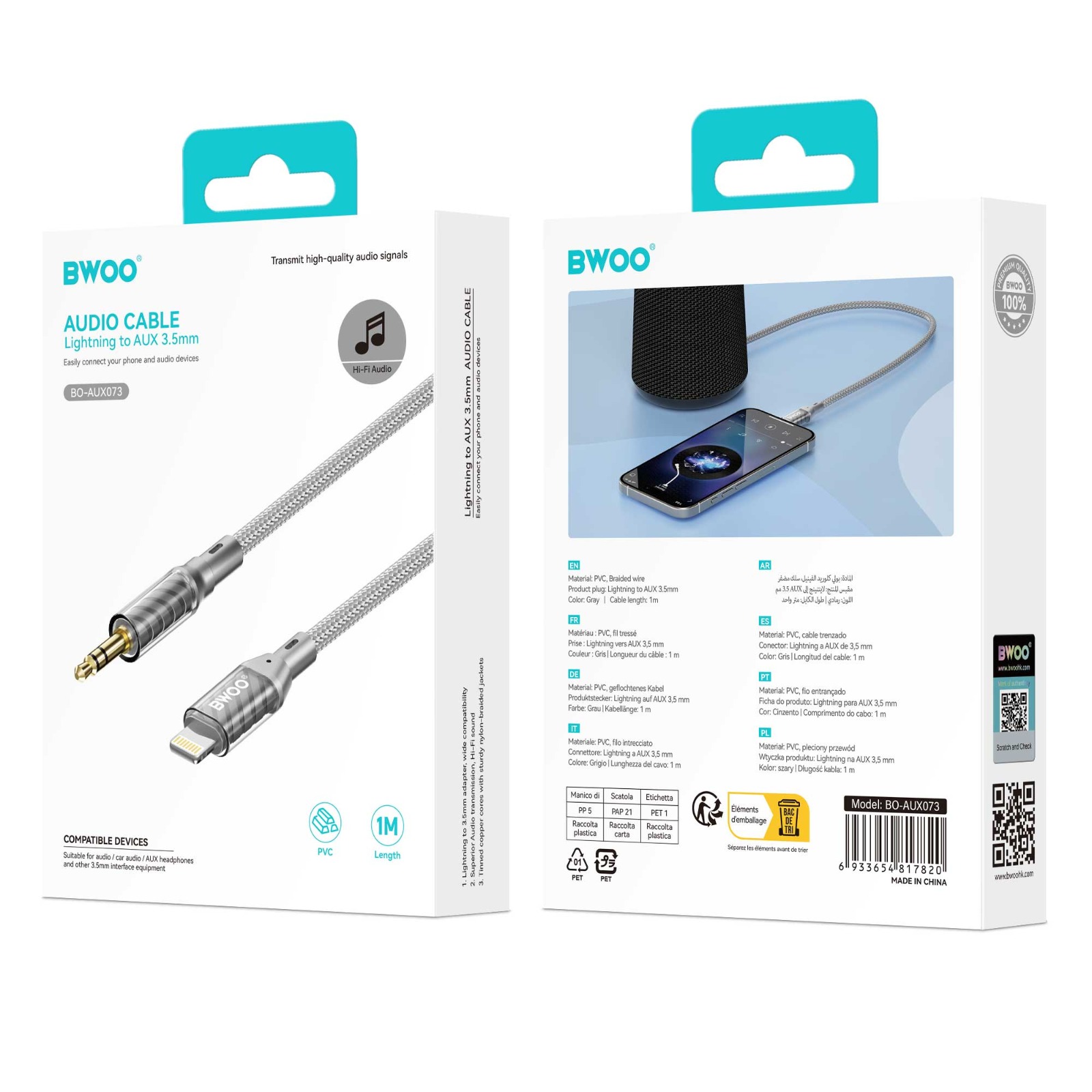 Adapter - BWOO Lightning To 3.5mm Grey — accesorio (foto 2 de 2)