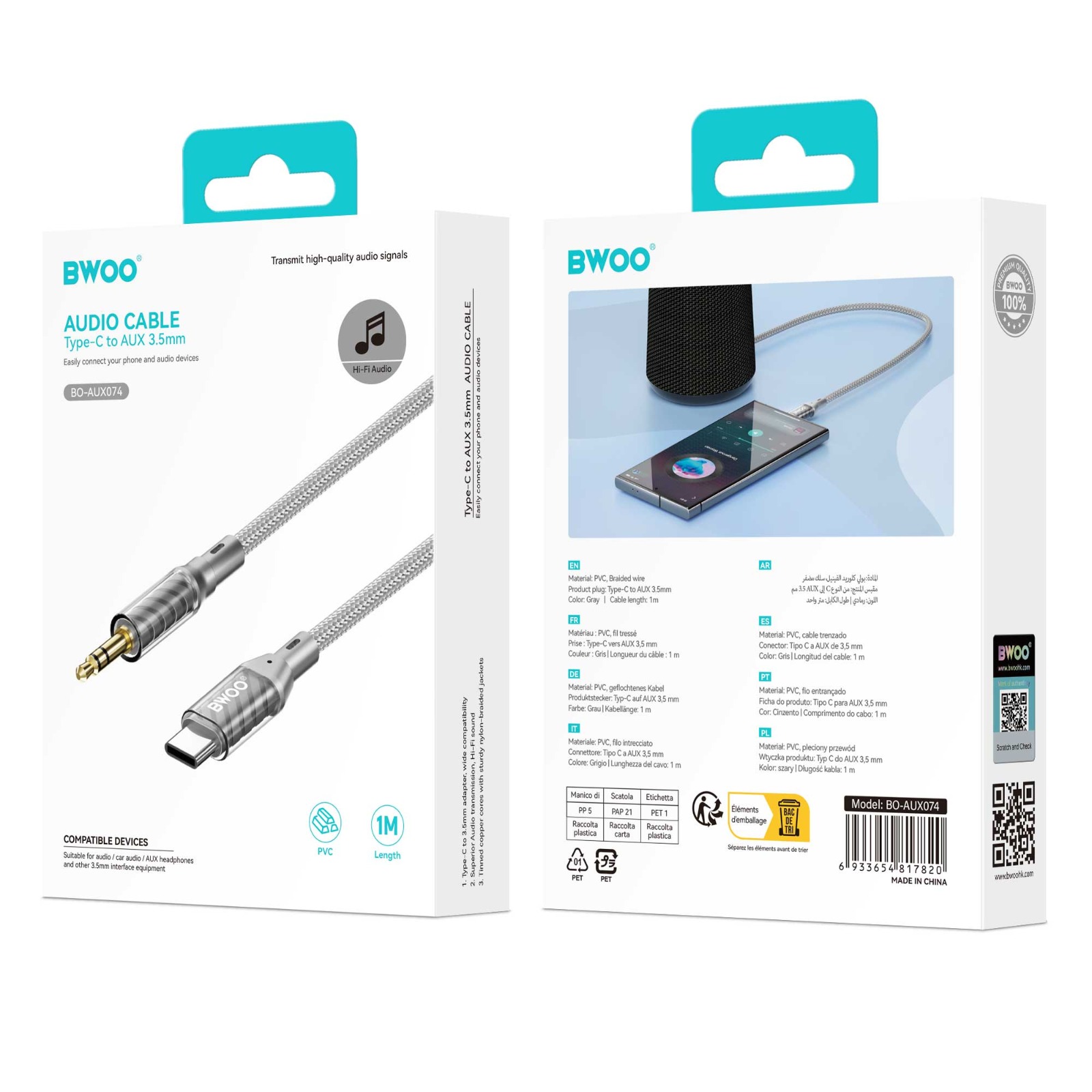Adapter - BWOO Type-C To 3.5mm Grey