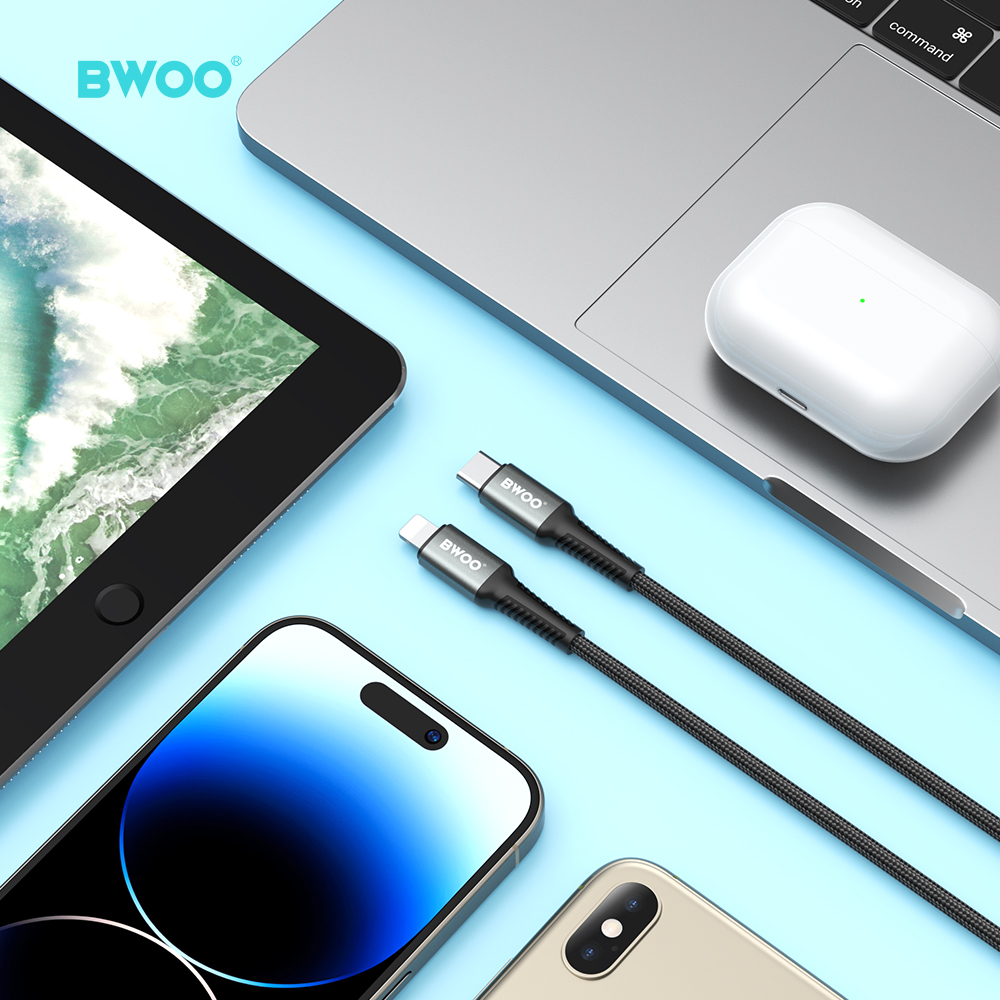 Cable - BWOO Braided Type-C To Lightning Black 27W 3M — cable (foto 4 de 7)