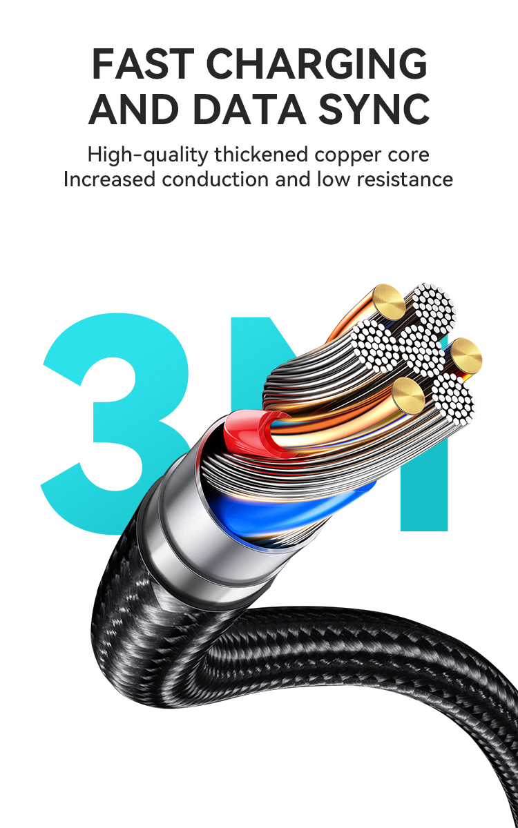 Cable - BWOO Braided Type-C To Type-C Black 60W 3M — cable (foto 7 de 7)