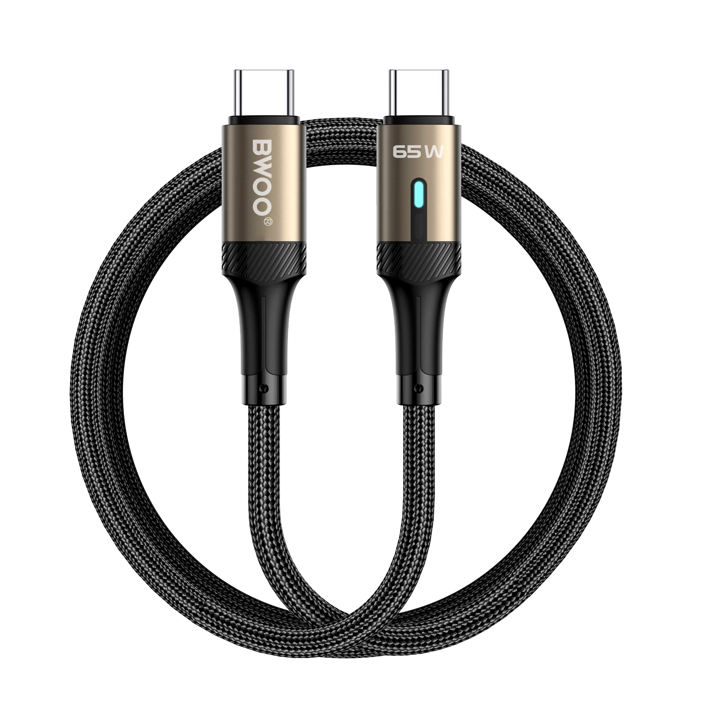 Cable - BWOO Nylon Type C To Type-C Black 65W — cable (foto 4 de 4)