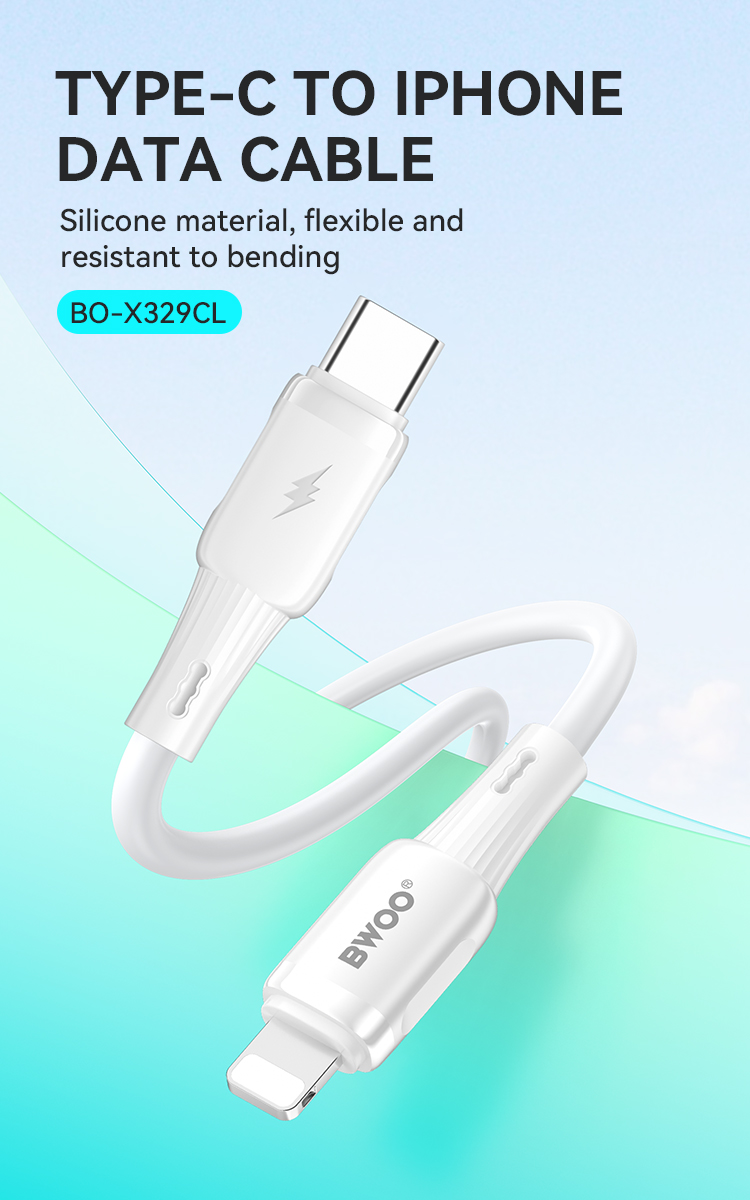 Cable - BWOO Silicone Type-C To Lightning White 27W — cable (foto 2 de 7)