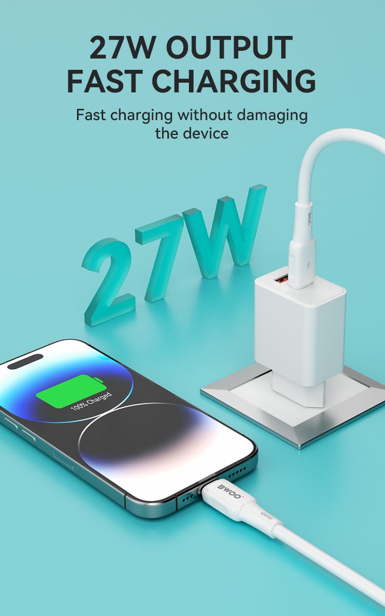 Cable - BWOO Silicone Type-C To Lightning White 27W — cable (foto 3 de 7)