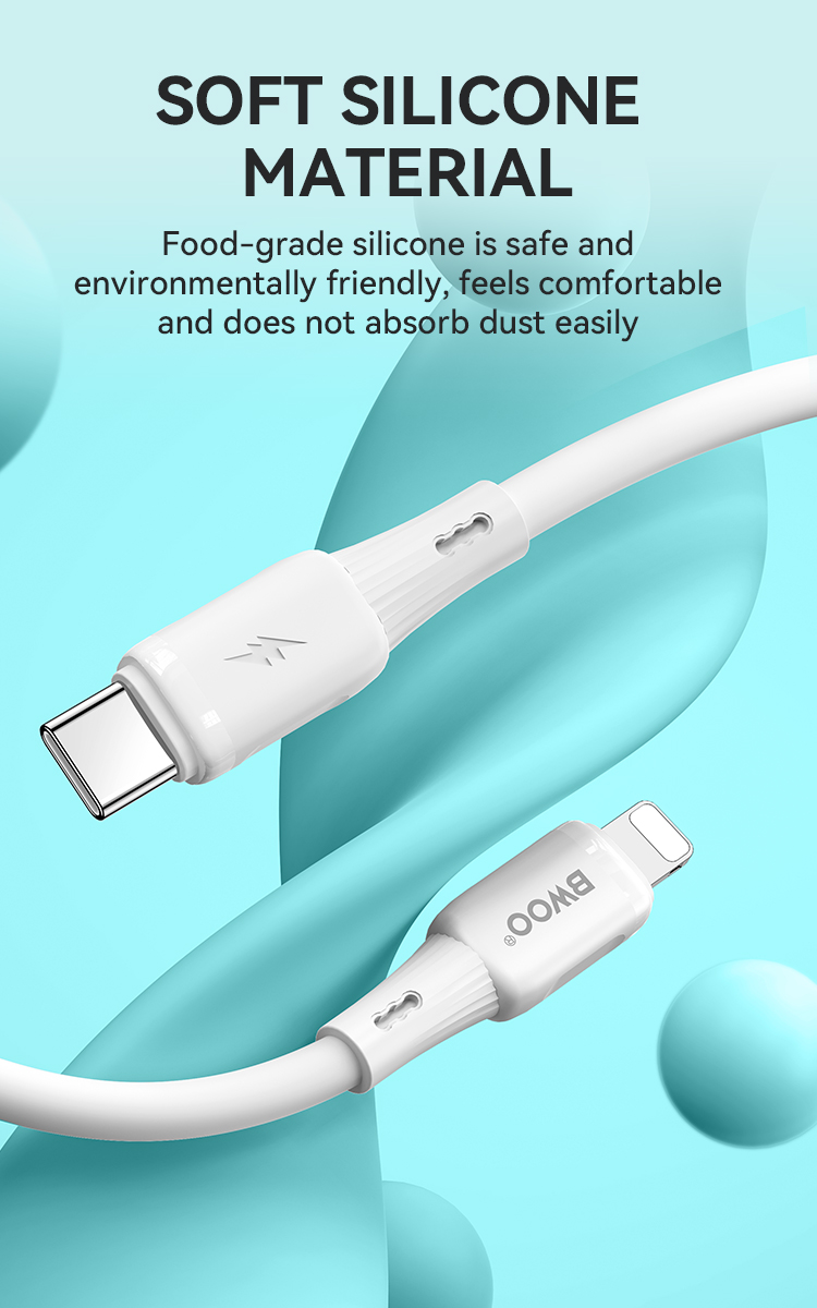 Cable - BWOO Silicone Type-C To Lightning White 27W — cable (foto 5 de 7)