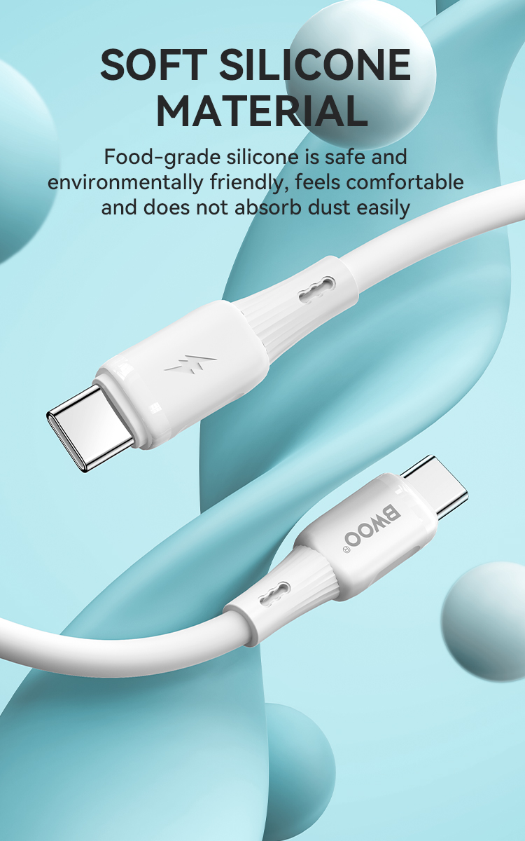 Cable - BWOO Silicone Type-C To Type-C White 65W — cable (foto 5 de 7)