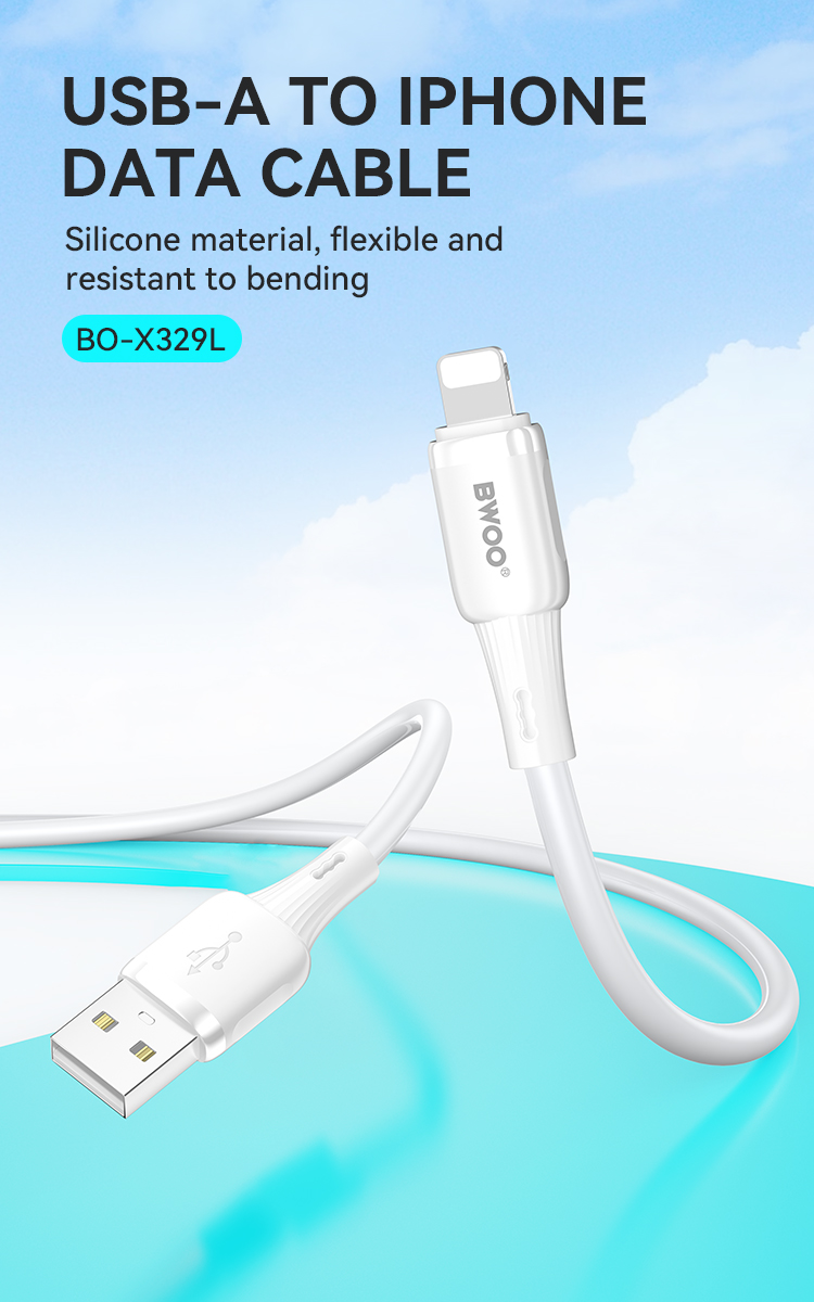 Cable - BWOO Silicone USB To Lightning White 3A — cable (foto 2 de 7)