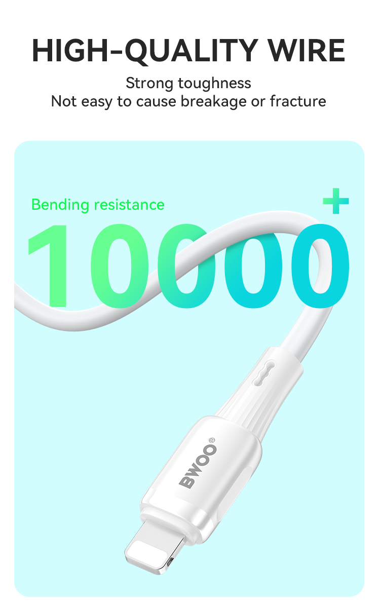 Cable - BWOO Silicone USB To Lightning White 3A — cable (foto 6 de 7)