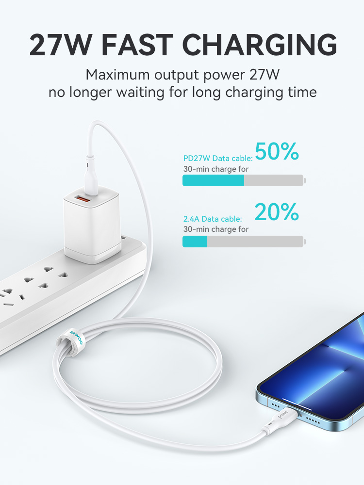 Cable - BWOO Type-C To Ligthning TPU White 27W — cable (foto 2 de 4)