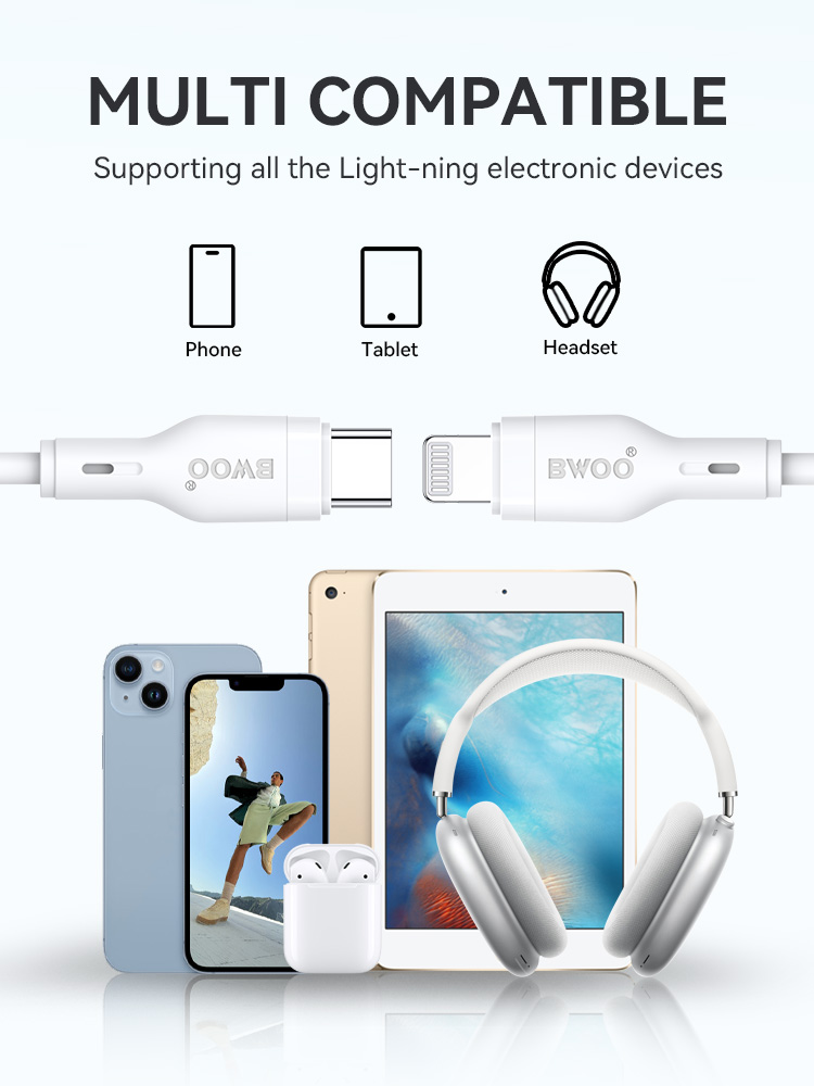 Cable - BWOO Type-C To Ligthning TPU White 27W — cable (foto 4 de 4)