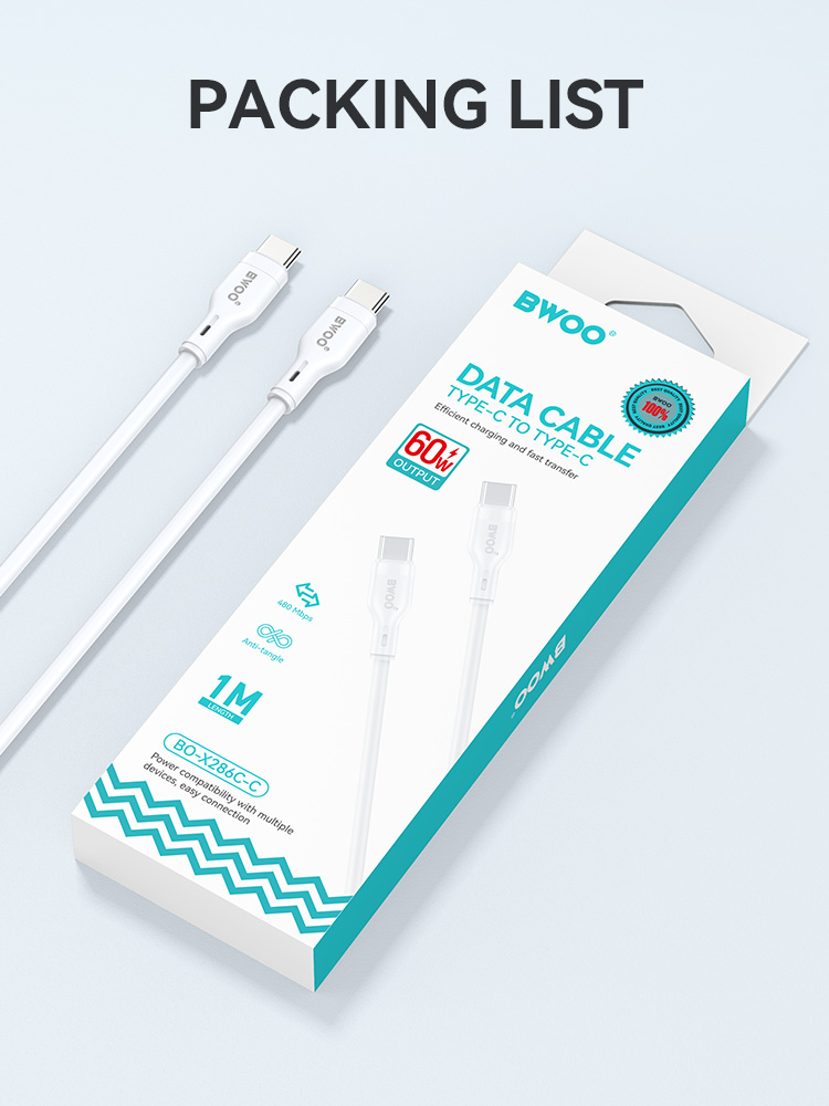 Cable - BWOO Type-C To Type-C TPU White 60W