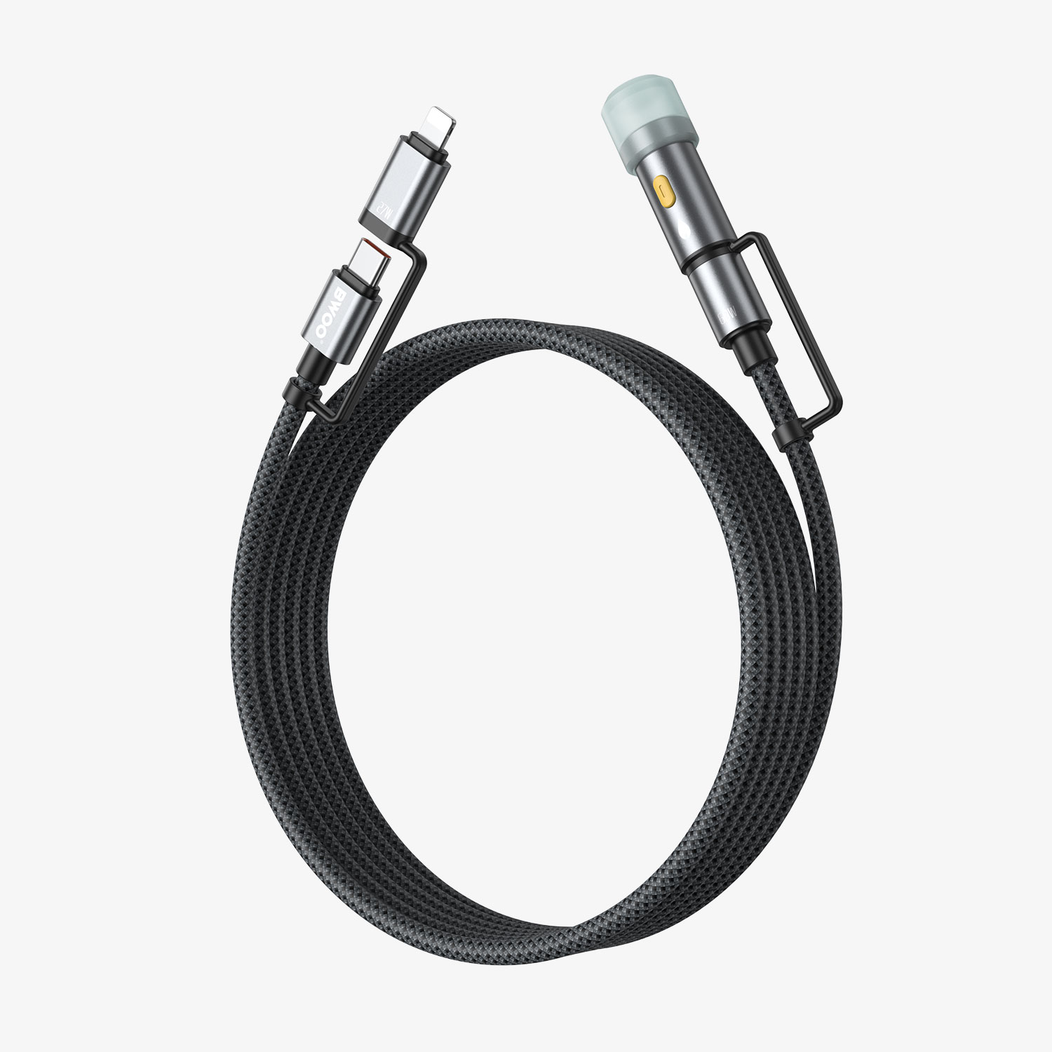 Cable - BWOO USB-C Cable 4-in-1 Lightning Cable with LED Light 60W/27W Grey — cable (foto 4 de 7)