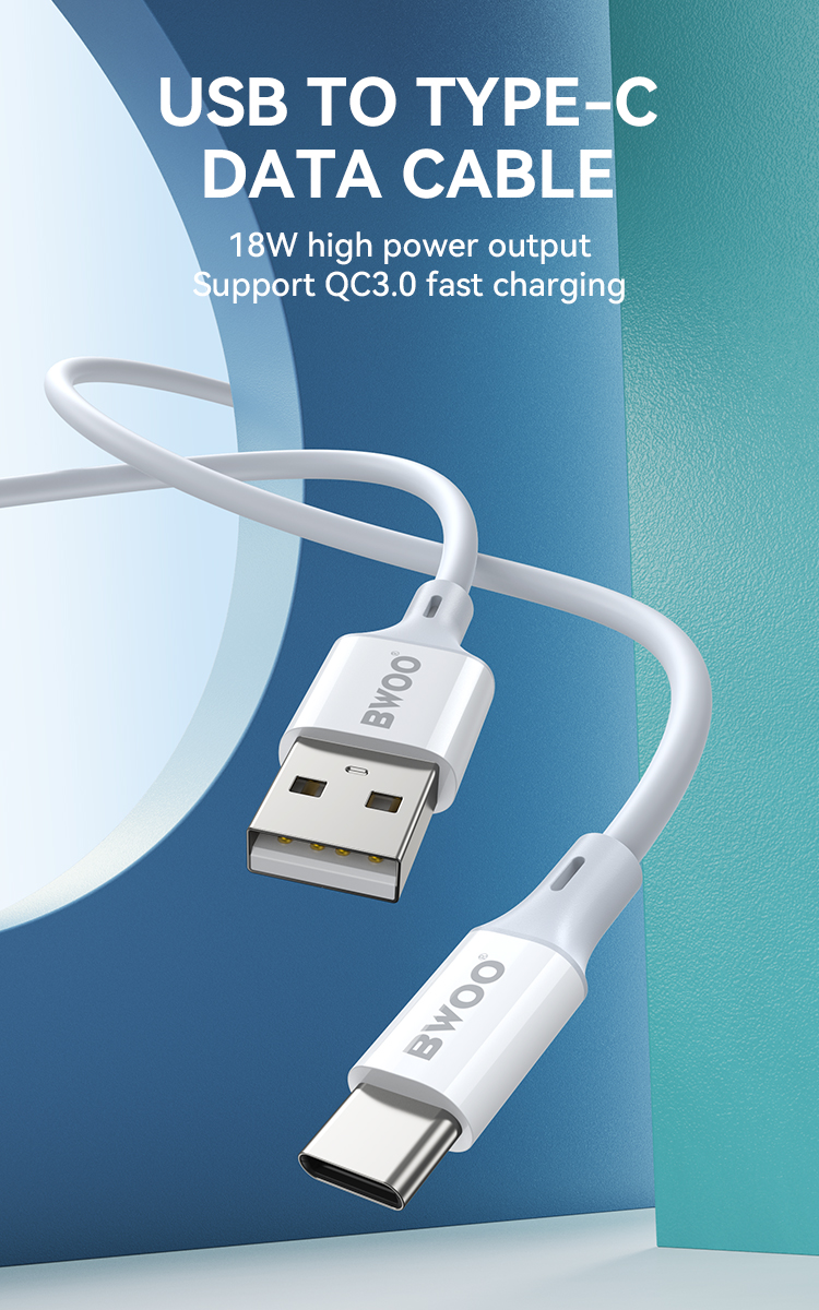 Cable - BWOO USB To Type-C TPU White 3A 1m — cable (foto 2 de 4)