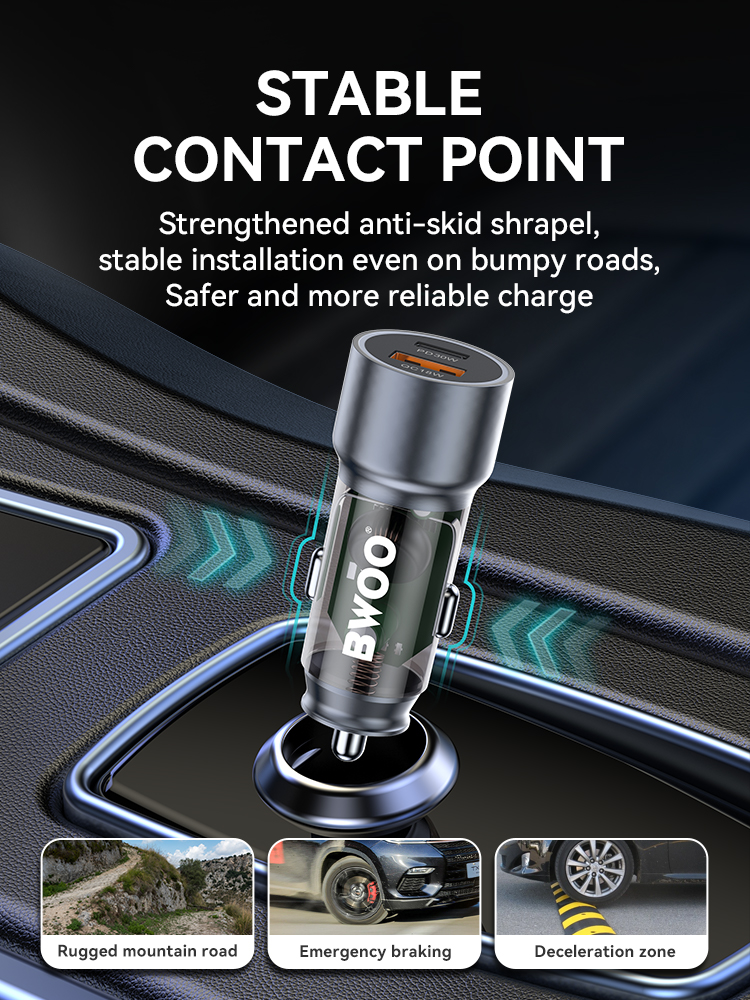Car Charger - BWOO Aluminium 45W Port 1 USB 1 Type-C — cargador (foto 3 de 7)