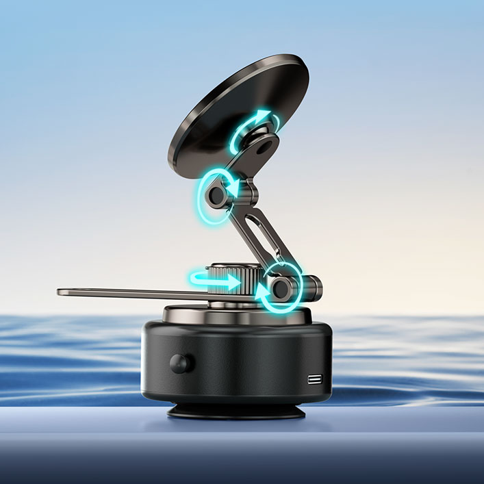 Car Holder - BWOO 360 Rotating Electric Vacuum Magnetic Suction Black — soporte (foto 3 de 9)