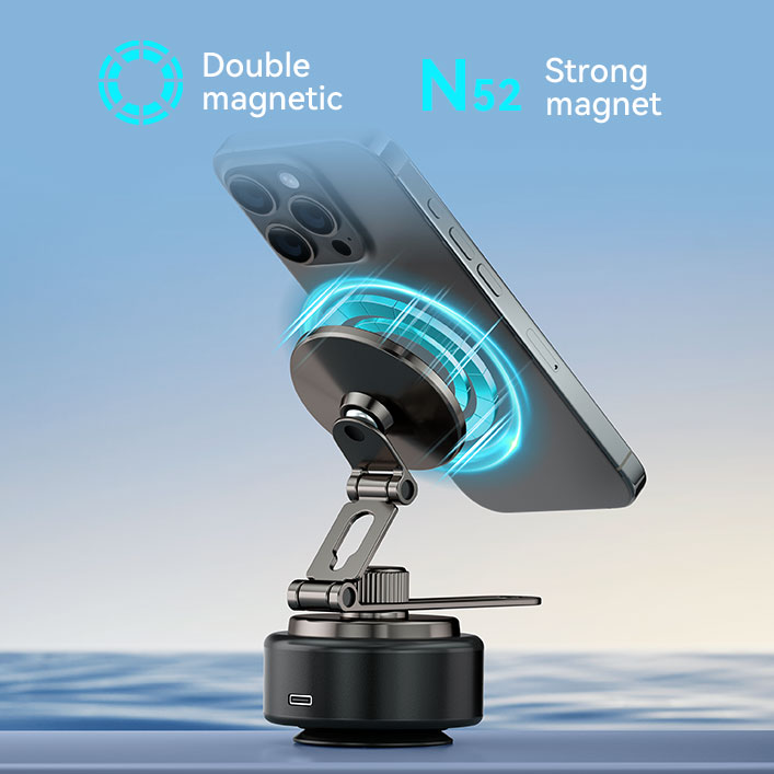 Car Holder - BWOO 360 Rotating Electric Vacuum Magnetic Suction Black — soporte (foto 8 de 9)