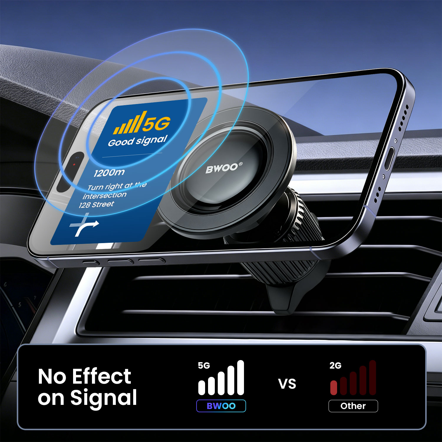 Car Holder - BWOO Magnetic Air Outlet Hook Black — soporte (foto 5 de 7)