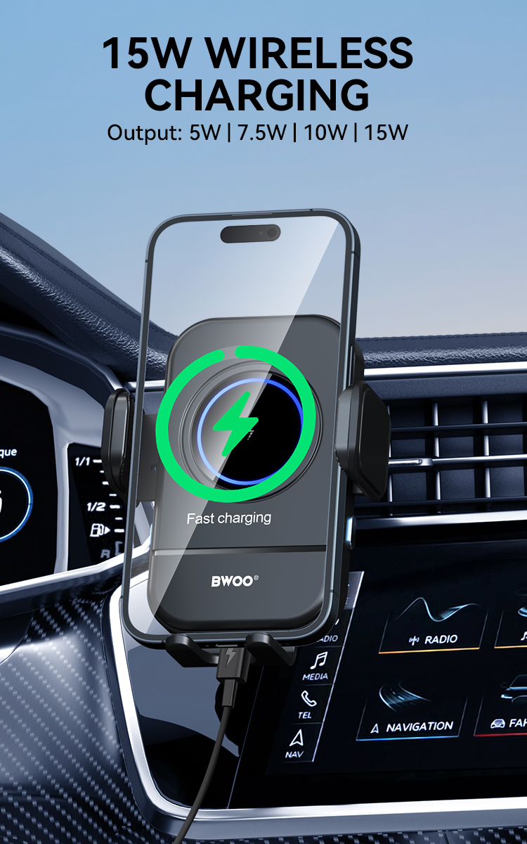 Car Holder - BWOO Magnetic Wireless Charger 15W Black — soporte (foto 3 de 7)